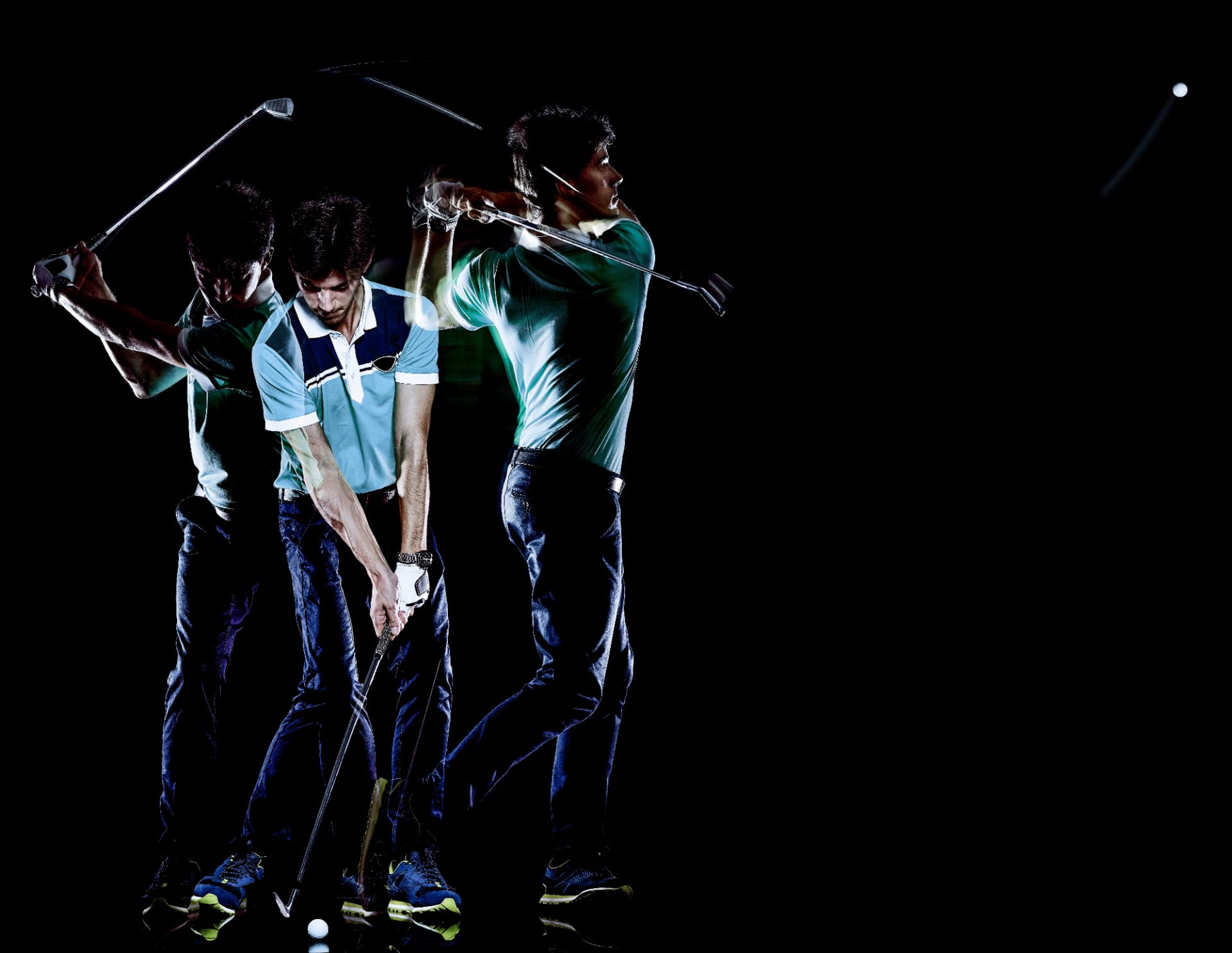 Multi-exposure sequence of a golfer through the full swing